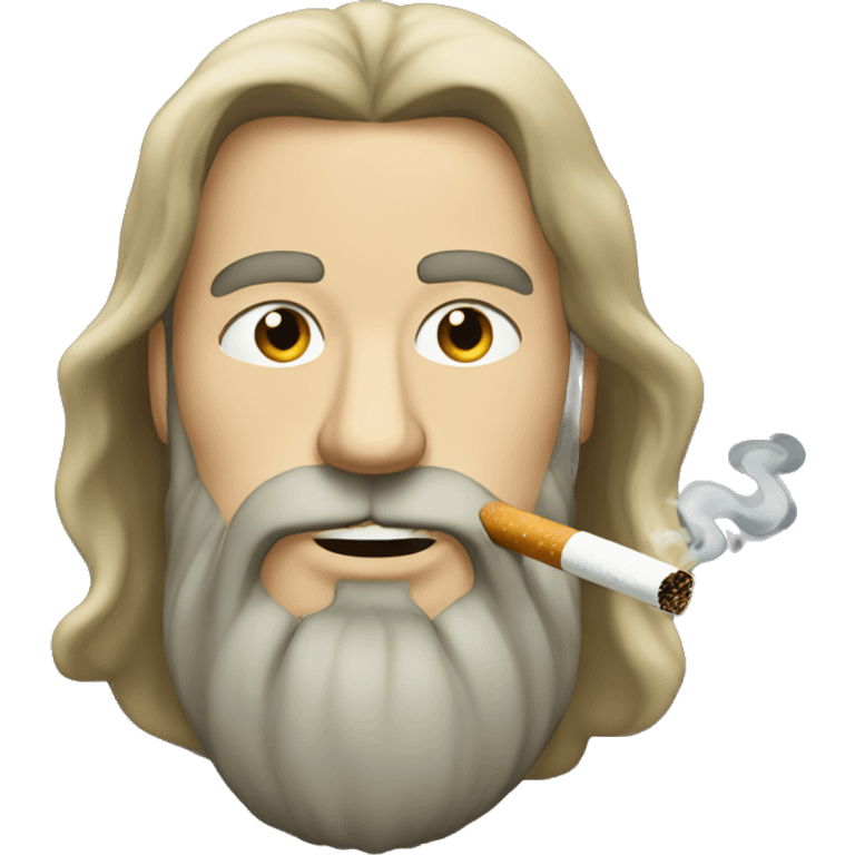 Long haired man with beard smoking a cigarette  emoji