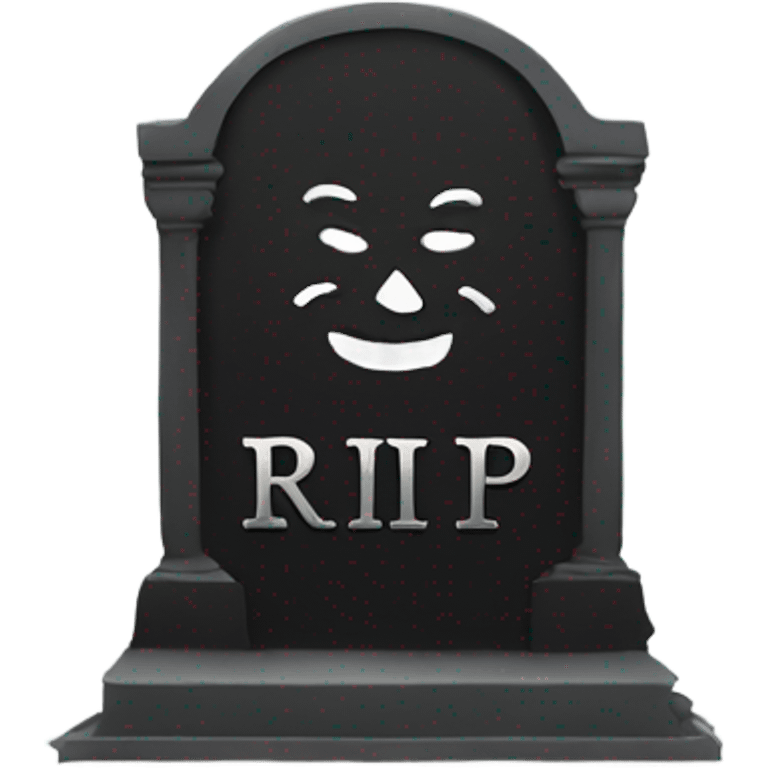 a black grave with the letters RIP on a silver  emoji