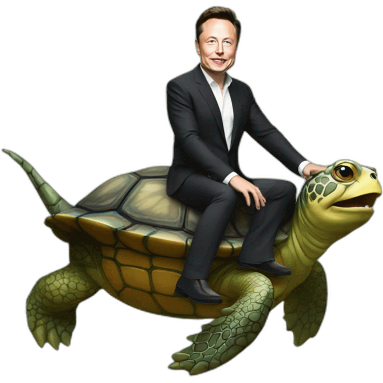 elon musk riding a turtle emoji