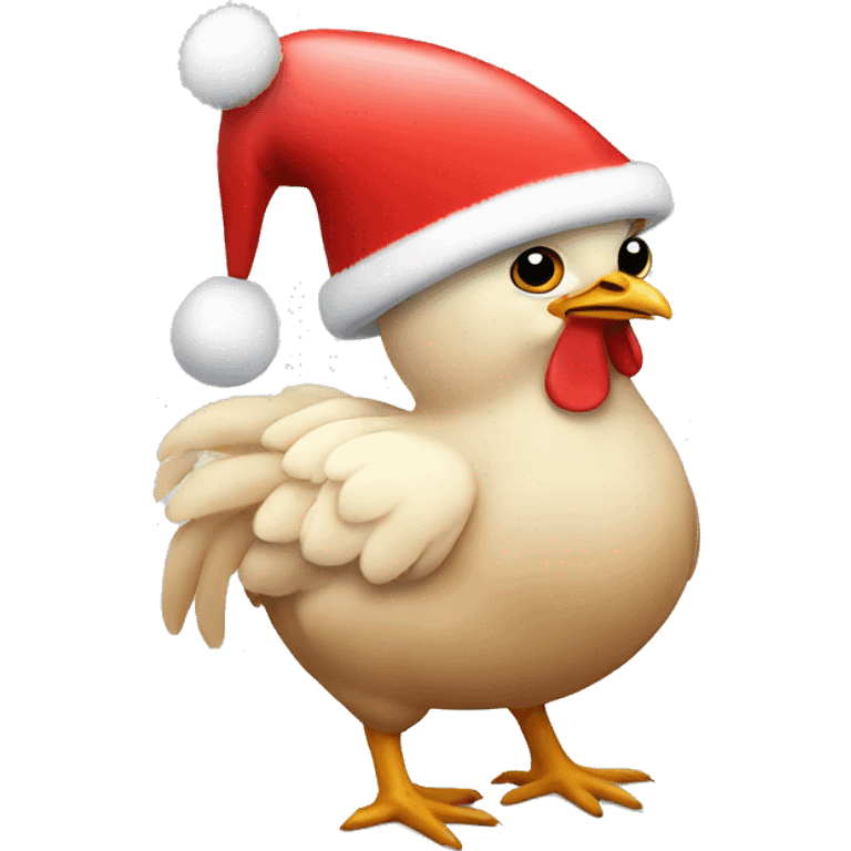 Chicken wearing Christmas hat emoji