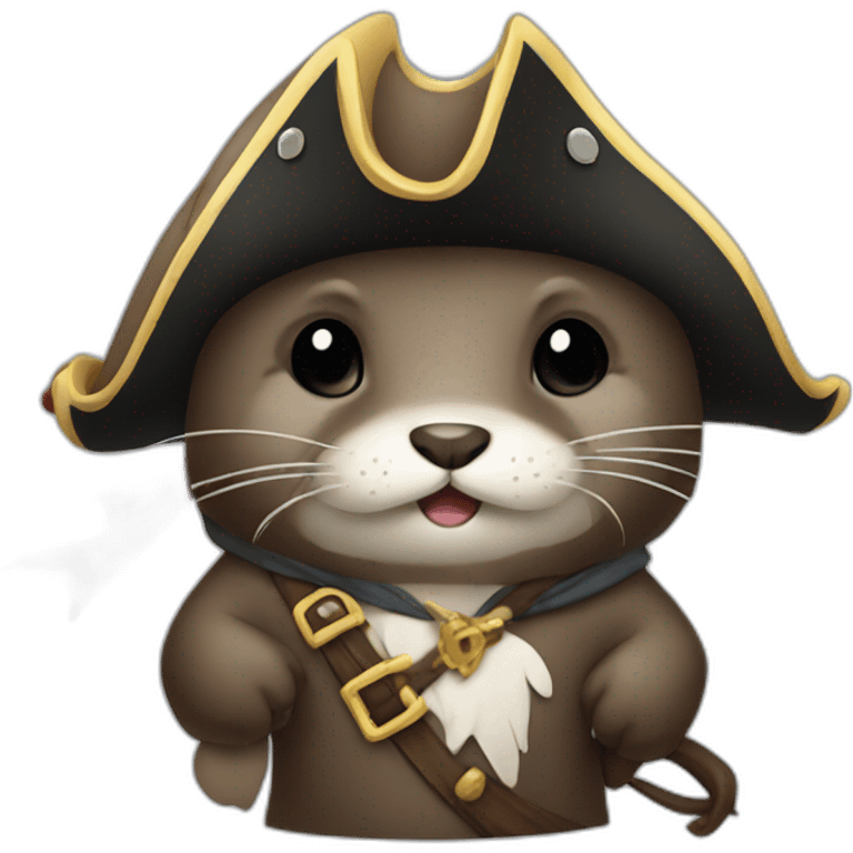 cute otter disguised as a pirate in a barall emoji