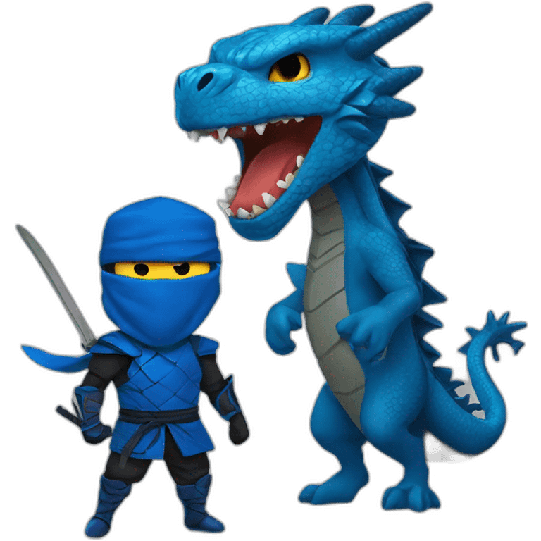 Blue ninja and dragon emoji