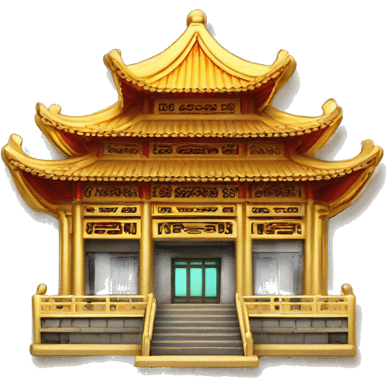 Colorful gold flang pin background Chinese style architecture  emoji