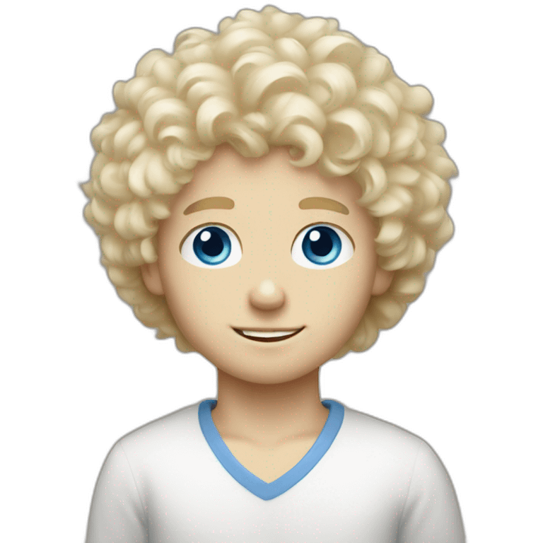 Blonde blue-eyed white boy with fluffy hair and goatie emoji