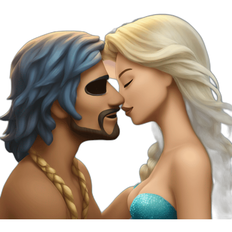 sirenita y pirata beso emoji