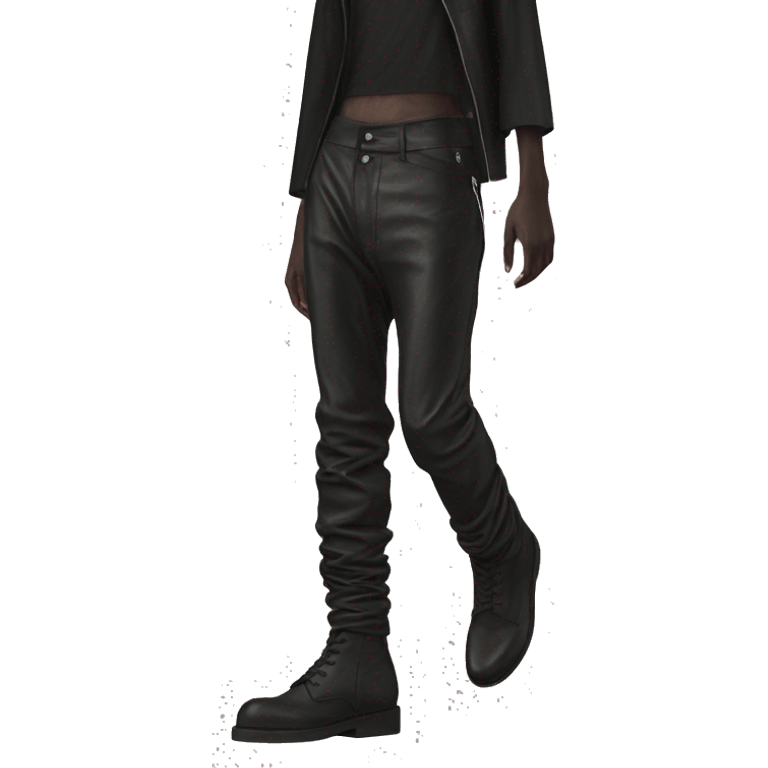 rick owens dark loose leather pants emoji