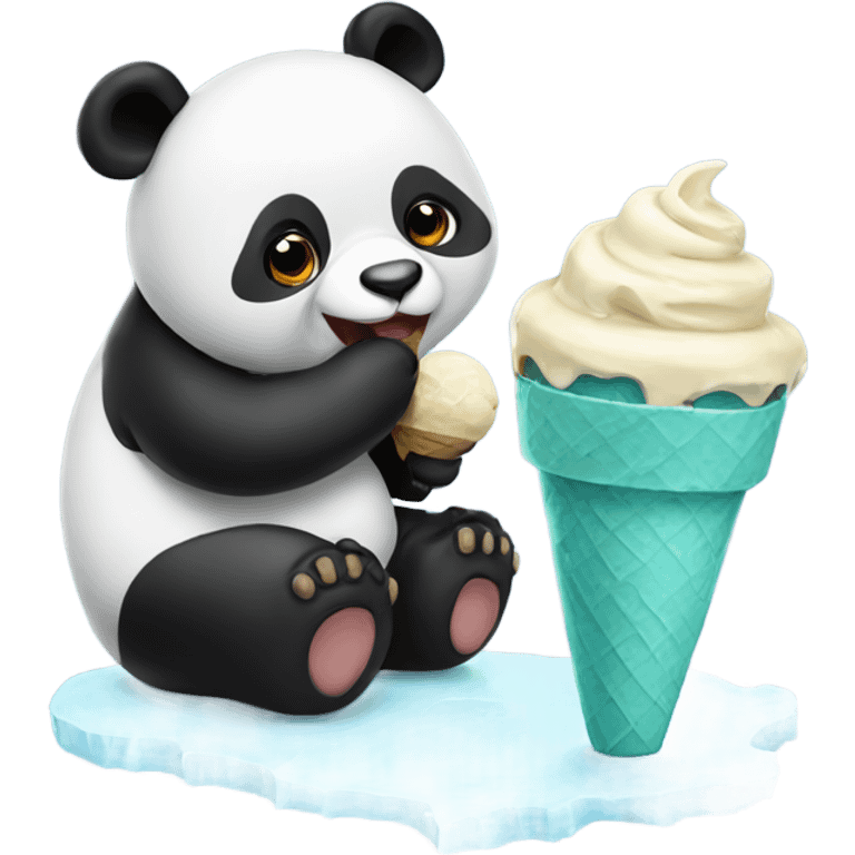 Panda eating ice cream emoji