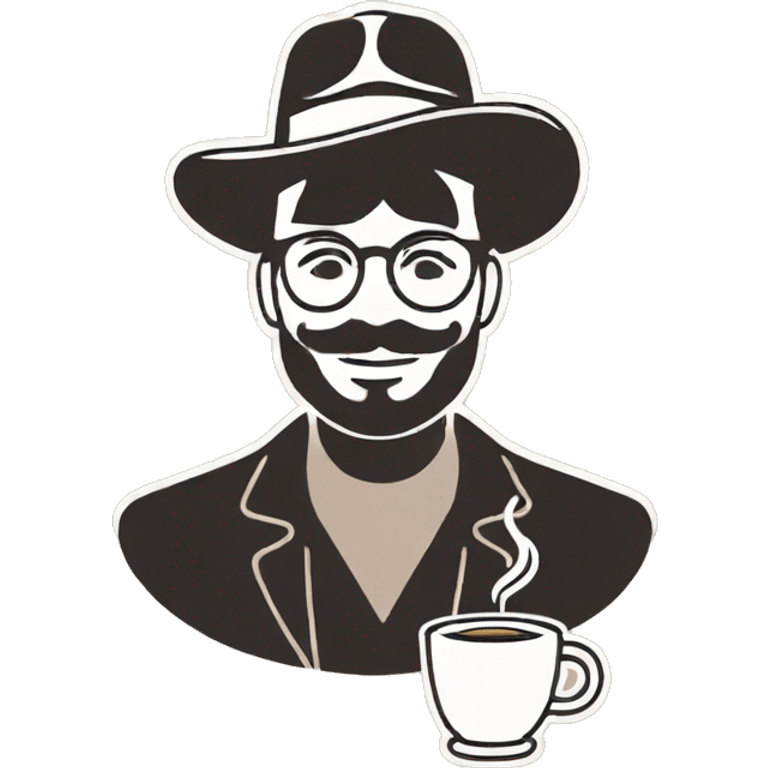 Man with hat, coffee in hand emoji