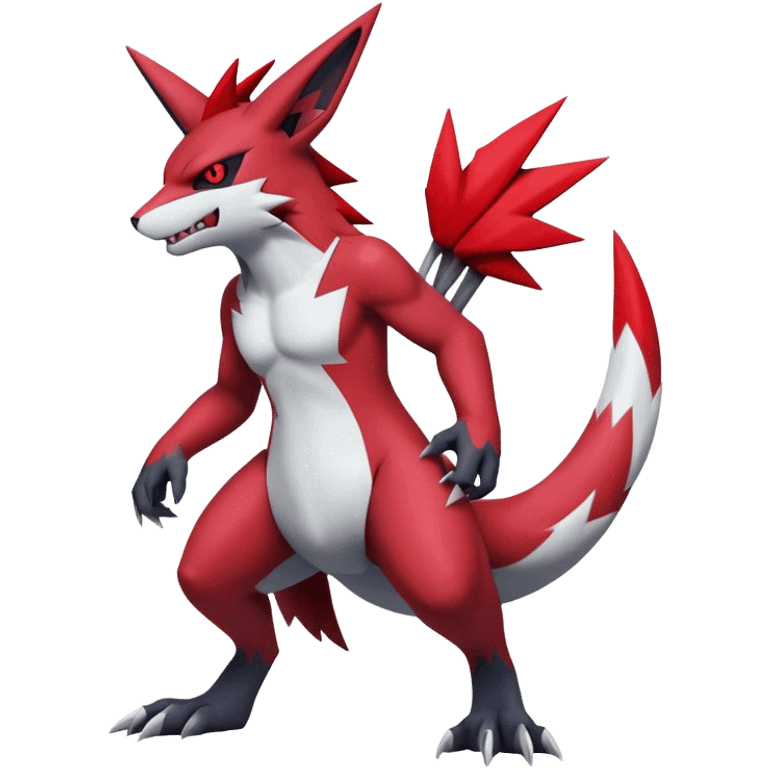 Edgy Cool Beautiful Zangoose-Guilmon-Zoroark, full body emoji