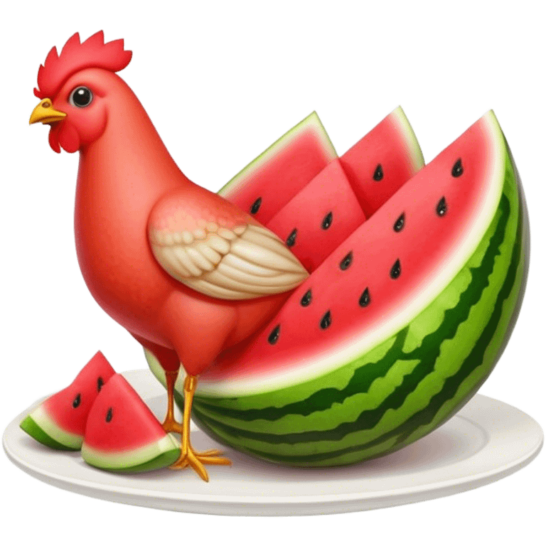 chicken and watermelon  emoji