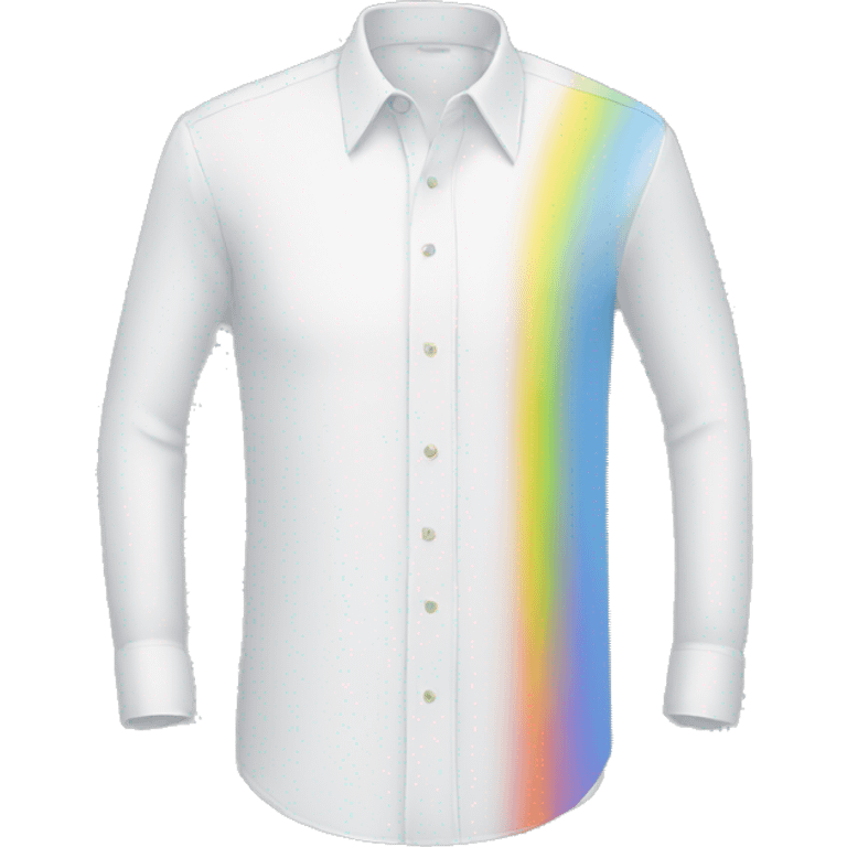 white shirt with rainbow emoji