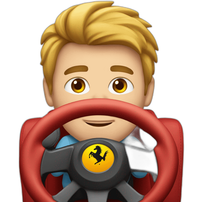 Jeroen van der Berg driving in a ferrari emoji