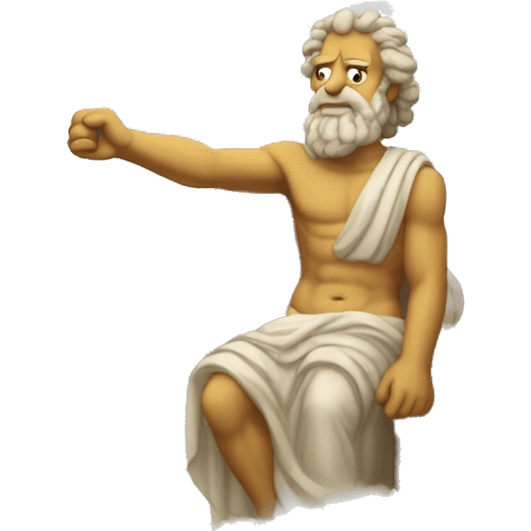 ancient greek philosopher shakes fist at sky in style of Abraham Simpson emoji