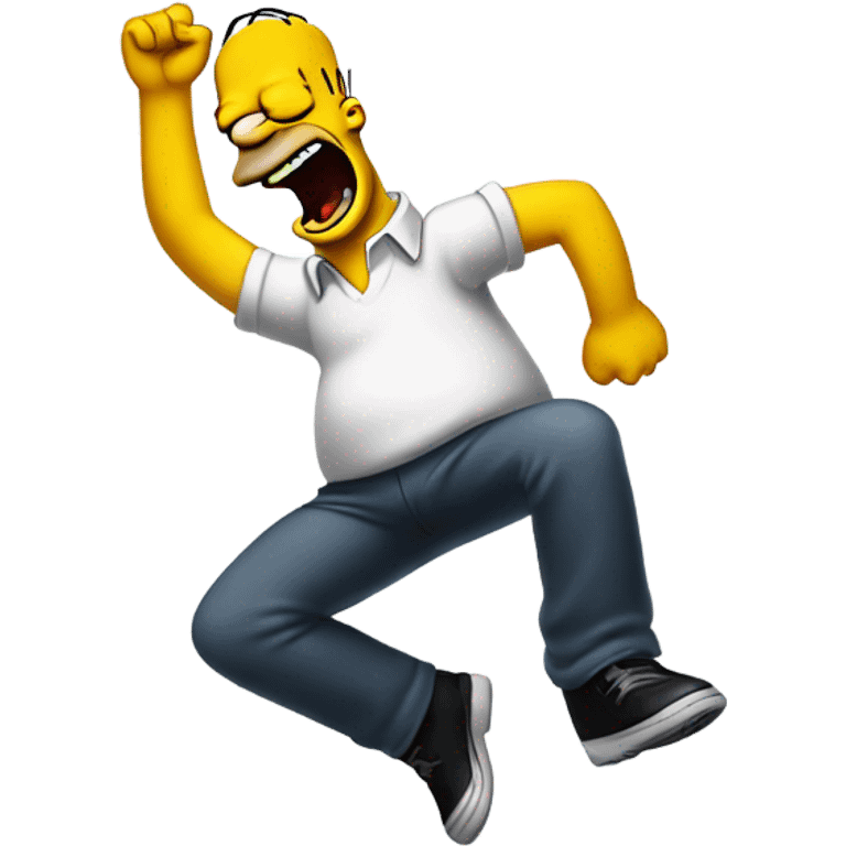 Homer Simpson laughing while dancing emoji