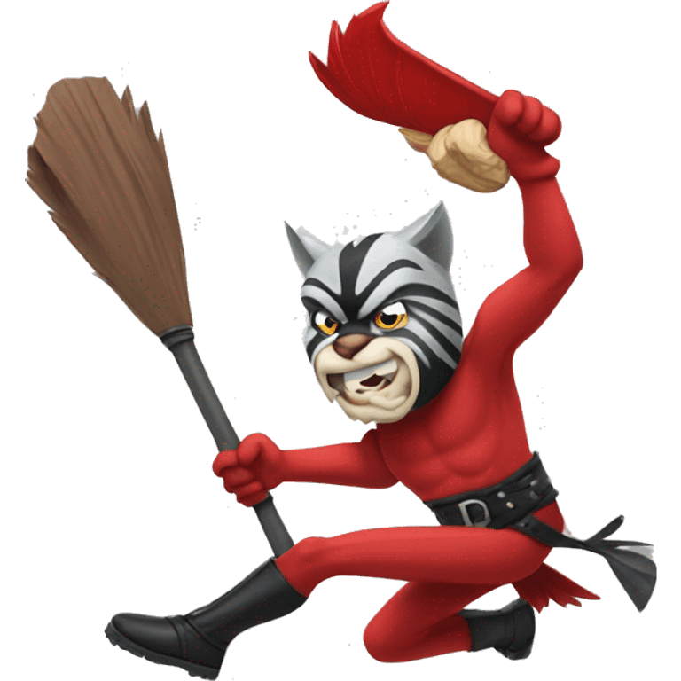 Cartoon Cardinal pummeling cartoon wildcat emoji