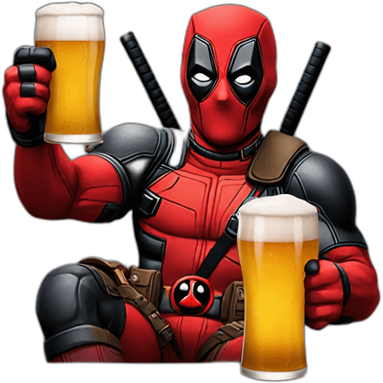 deadpool having a beer emoji