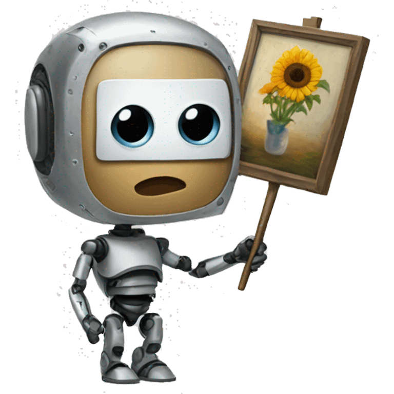 artificial intelligence holding its painting emoji