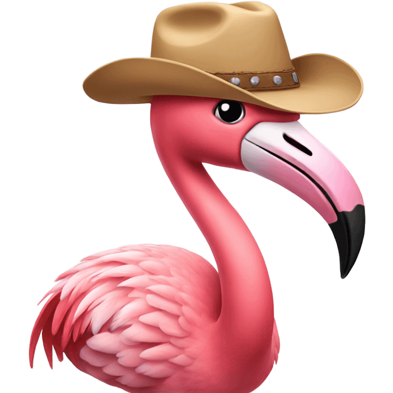 Flamingo wearing cowboy hat  emoji