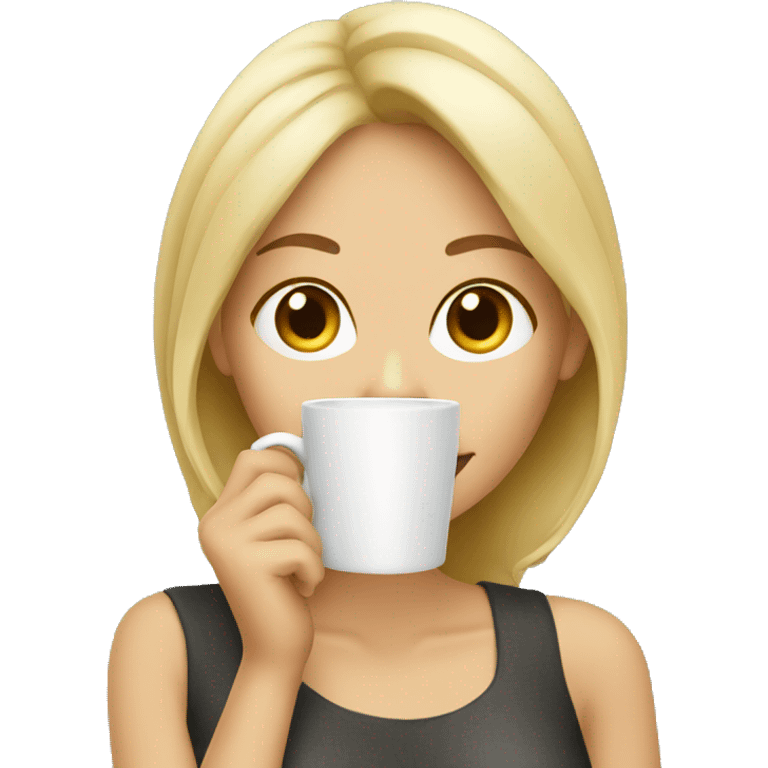 A blonde woman drinking coffee emoji