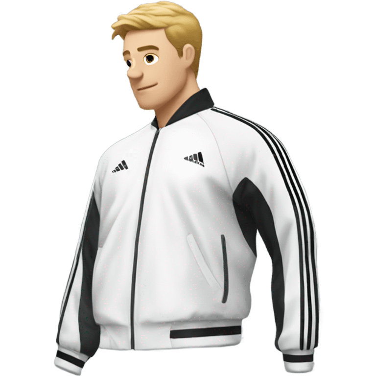 white adidas with black stripe on sleeve emoji