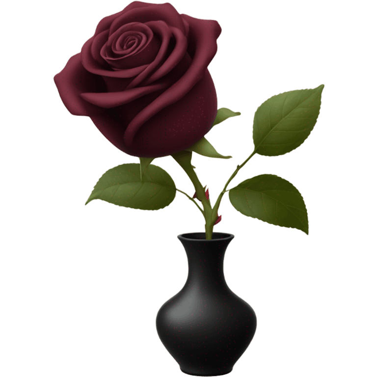 burgundy rose in black vase emoji