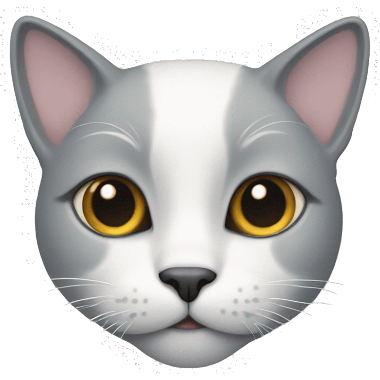 a gray-white cat with a spot on its muzzle emoji