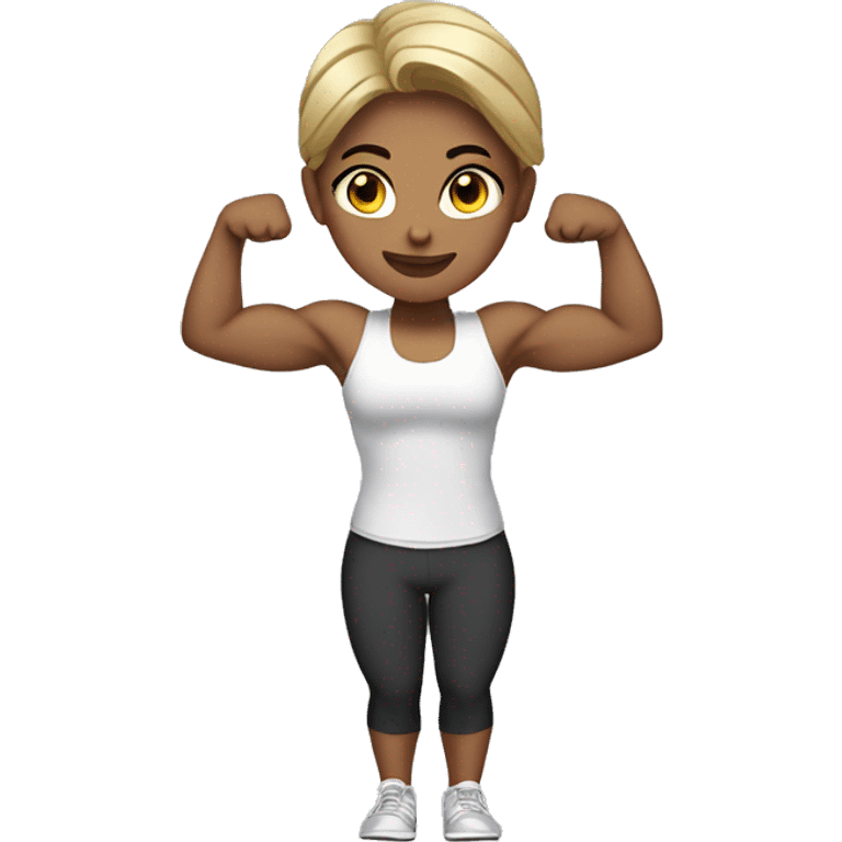 gymgirl white dark blonde hair double bicep pose emoji