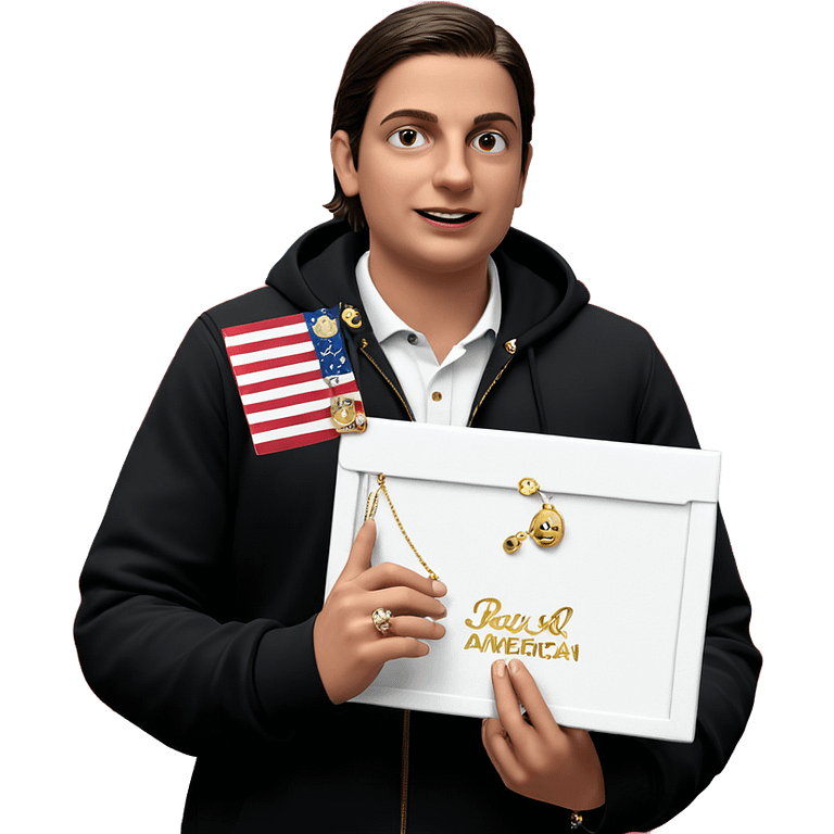 boy holding american jewelry emoji