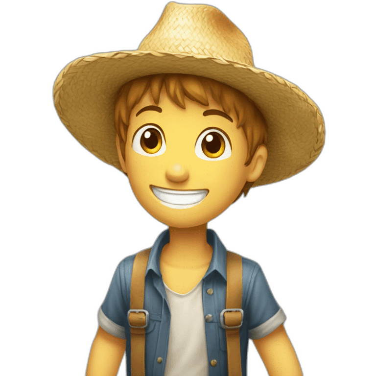 happy straw hat boy emoji