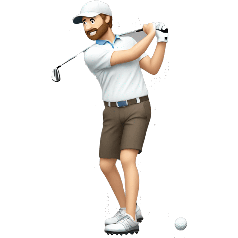 golf player with brown beard and brown hair doing a golf swing emoji