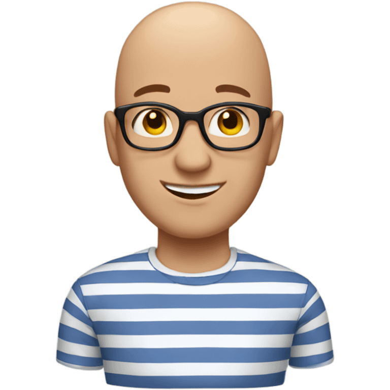 bald guy in striped shirt emoji