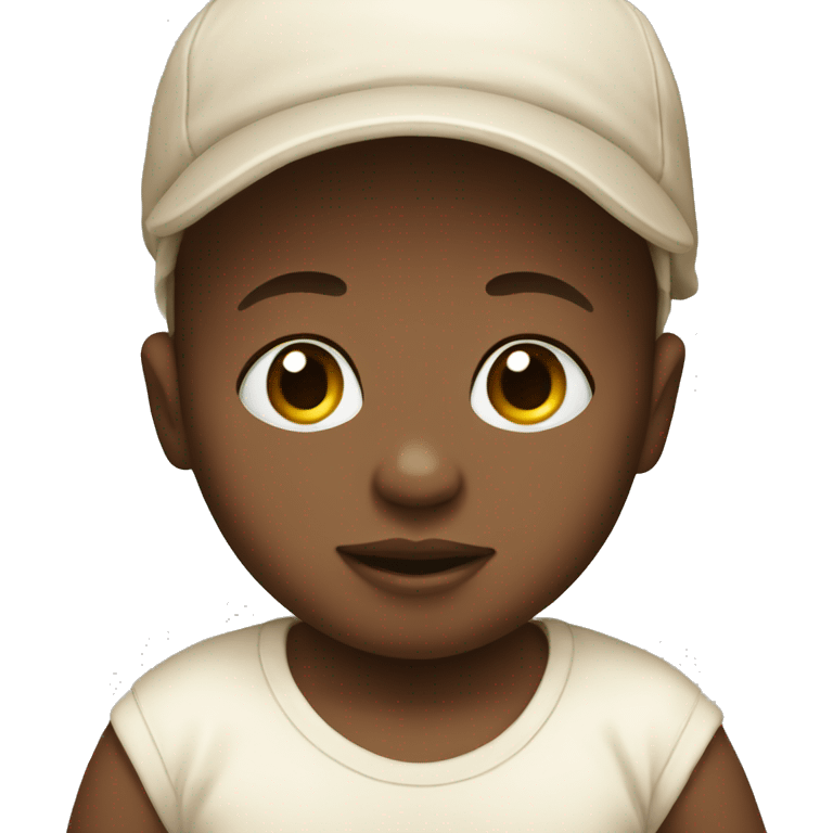 Newborn with white bodysuit and beige hat  emoji