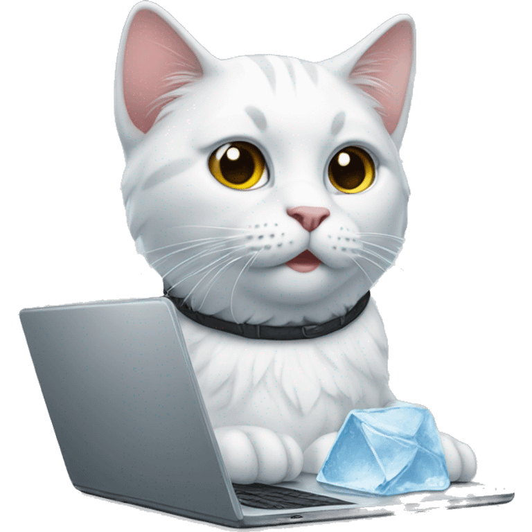 Cat with laptop and ice atte emoji