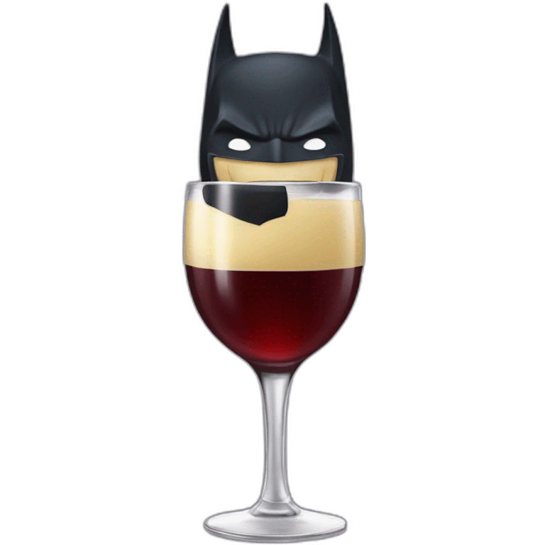 Batman con una copa con vino emoji