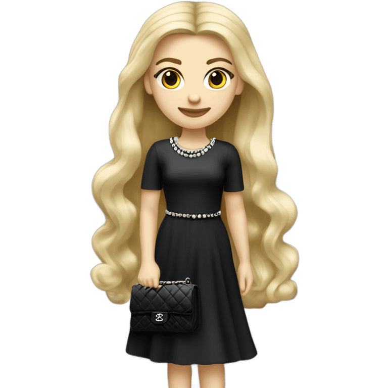 Blonde long hair Slavic Girl with chanel bag and Chanel dress full height  emoji