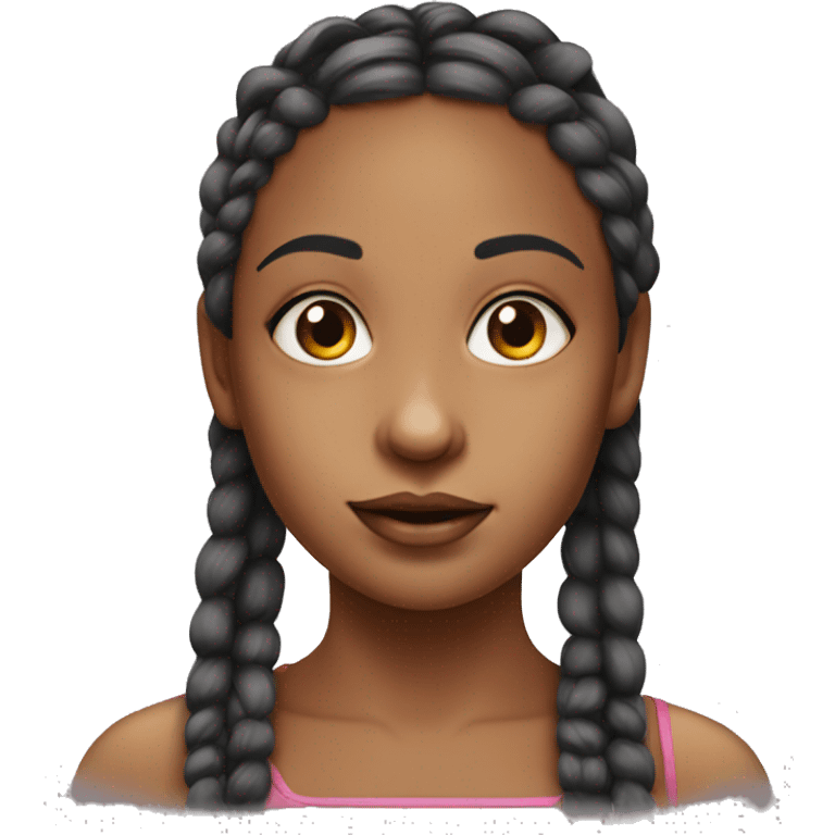 realistic portrait of beautiful girl with braids  emoji