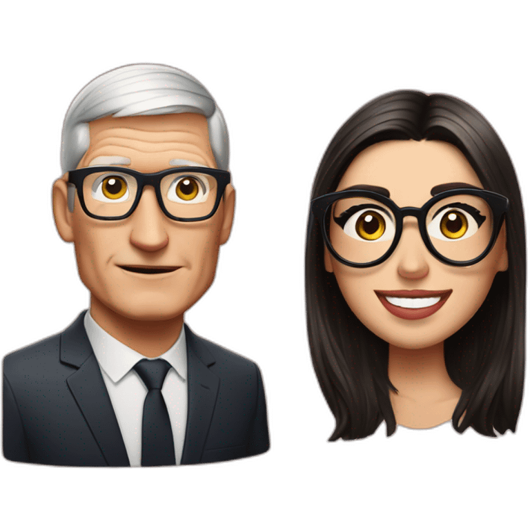 Tim Cook and dua lipa with eyeglasses emoji