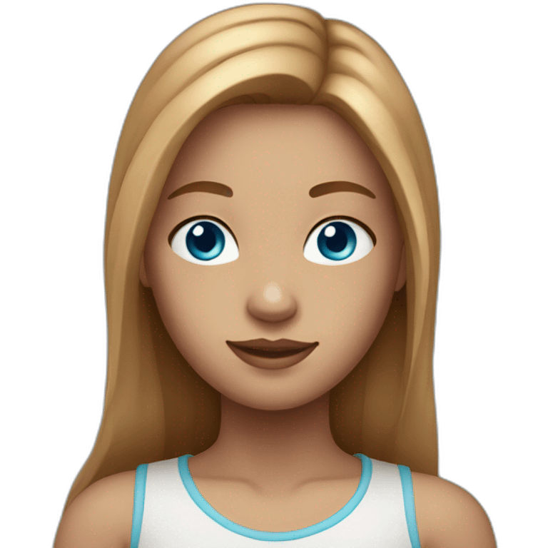 1 girl with light brown long hair, blue eyes and freckles emoji