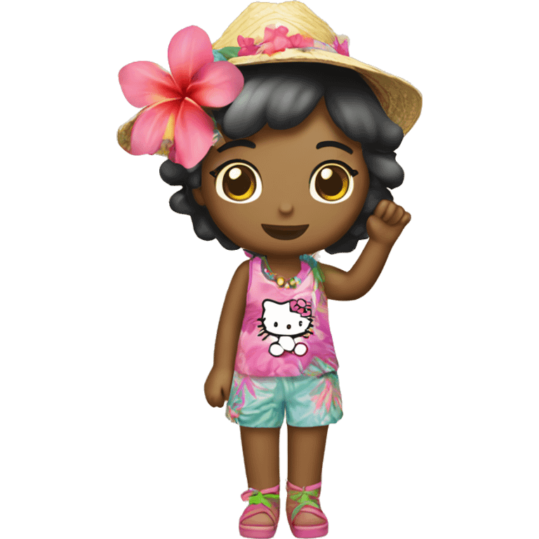 Hello kitty summer Hawaii beach emoji