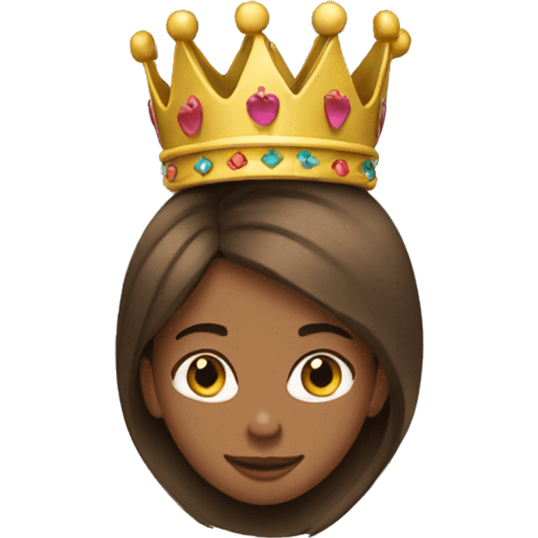 Sideways crown on brown haired girl emoji