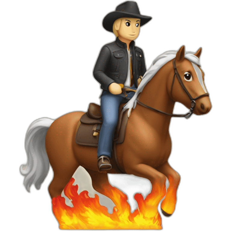 tomy shelby in a horse with fire emoji