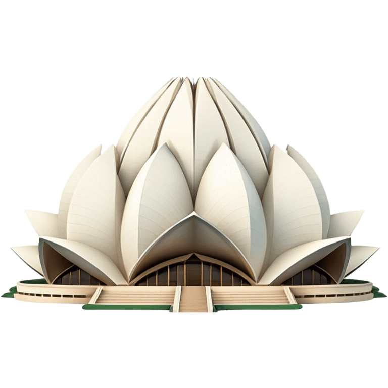 Cinematic Realistic Lotus Temple Landmark Emoji, showcasing the modern architectural marvel with petal‚Äêlike structures rendered with dynamic lighting and graceful textures. emoji