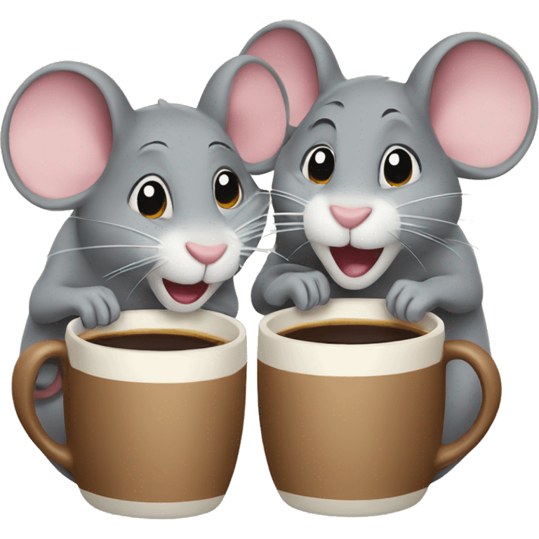 Three mice drinking coffee emoji