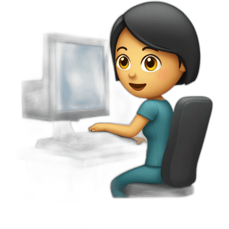 mujer en una computadora emoji