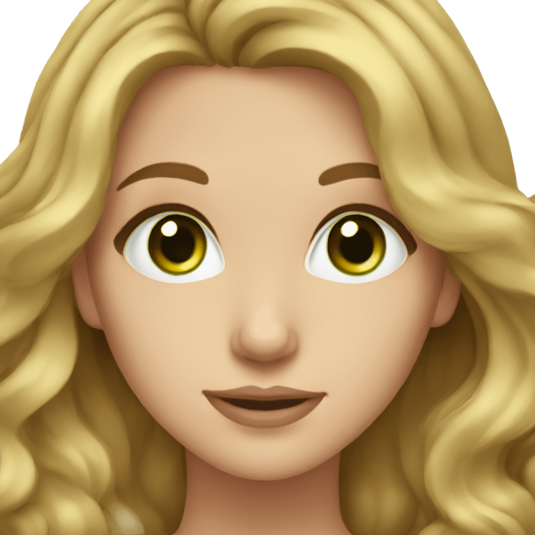 Cute woman with wavy dark blonde hair and green-blue eyes emoji