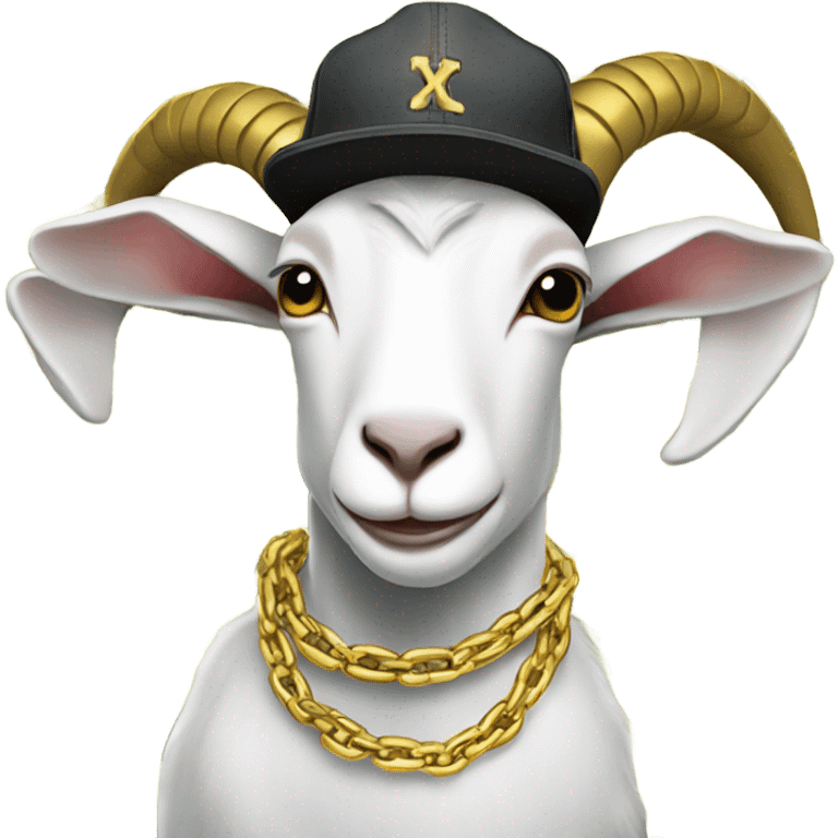 A Goat with gold chains and money and a cap  emoji