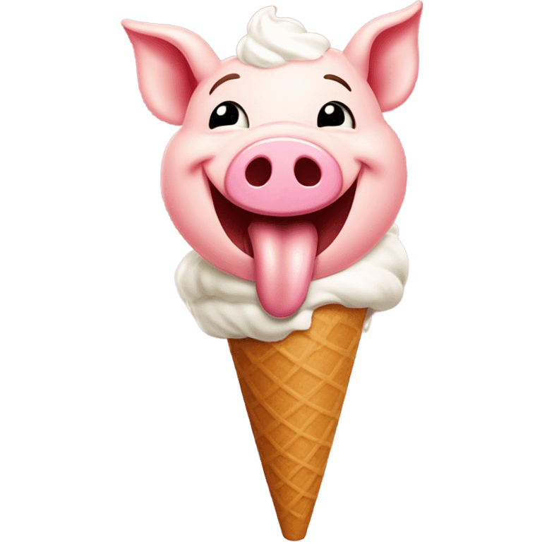 Pig eating ice cream emoji