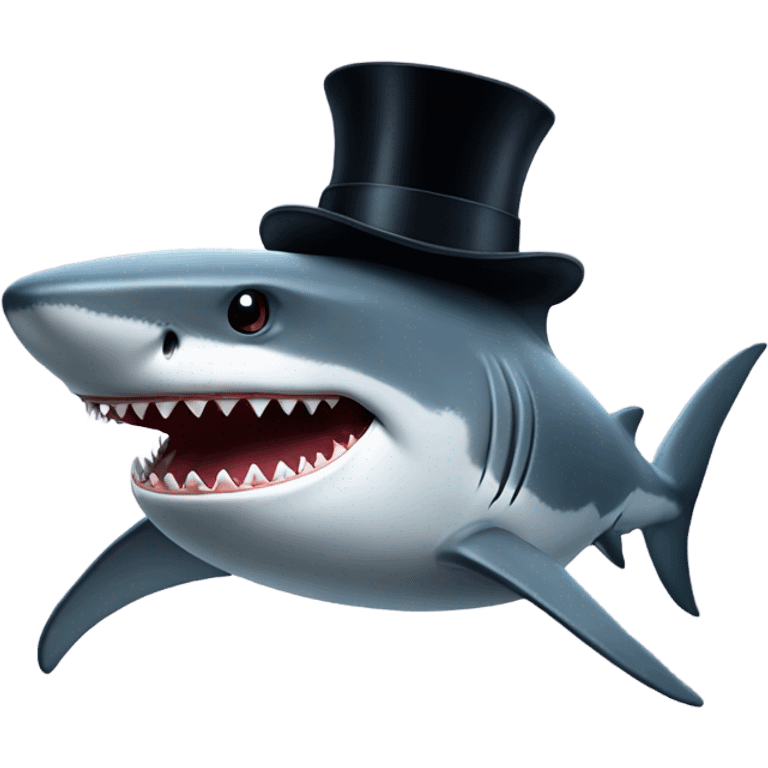 Shark with a top hat emoji