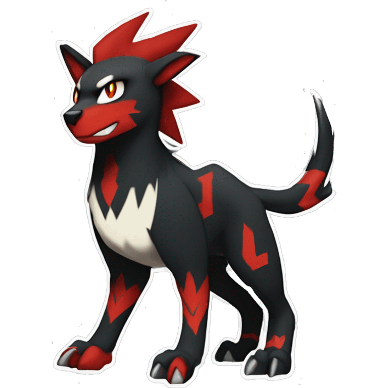 Cool Edgy Litten-Houndoom-Luxray Fakémon Digimon with Red and white Edgy markings, full body, outlined emoji