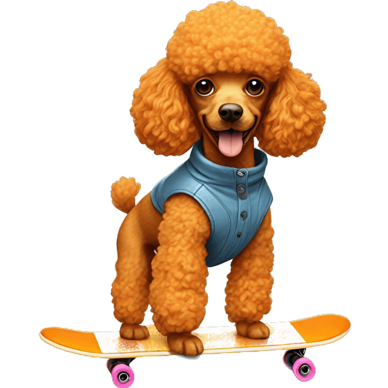 orange poodle riding a skateboard emoji